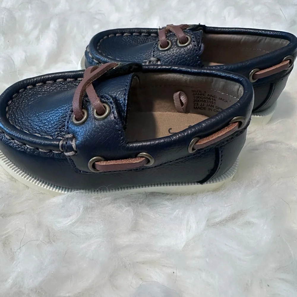 Janie & Jack Leather Baby Toddler Boat Shoe | Size 4c